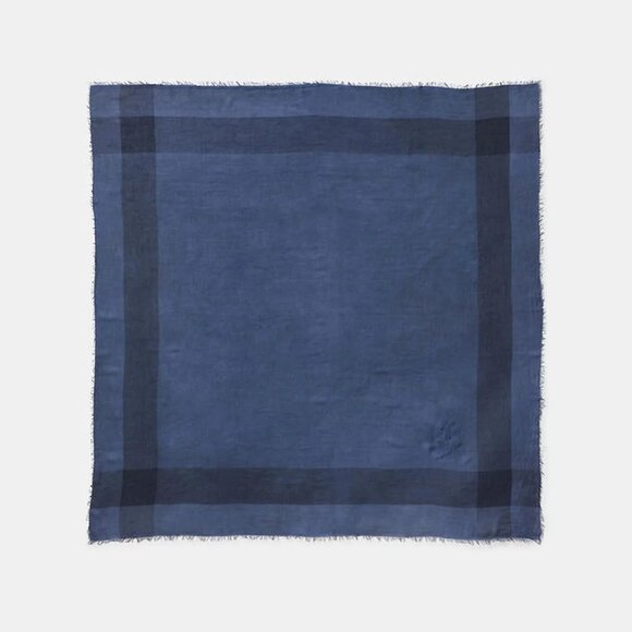 Coach Denim Windowpane Challis Square Scarf Silk Modal Wrap - Picture 1 of 13